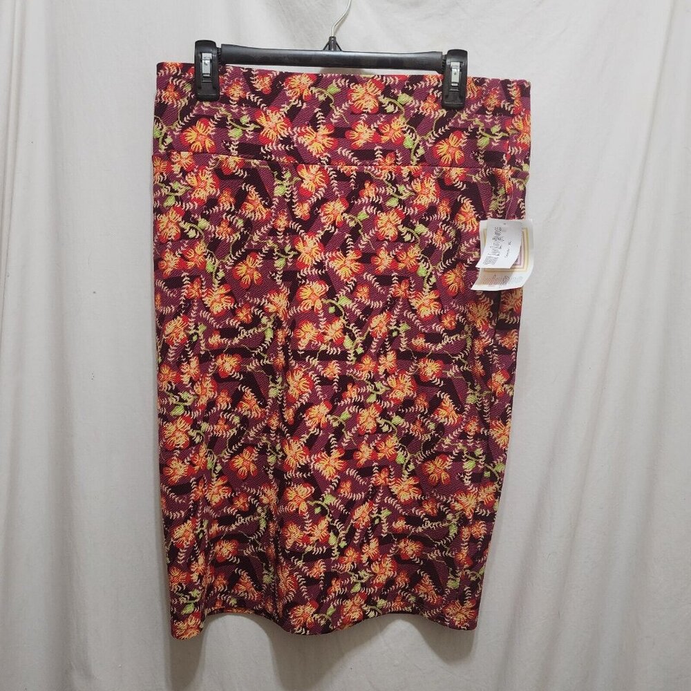 LuLaRoe Cassie Skirt XL Purple Orange Yellow Green Floral Pencil Skirt New